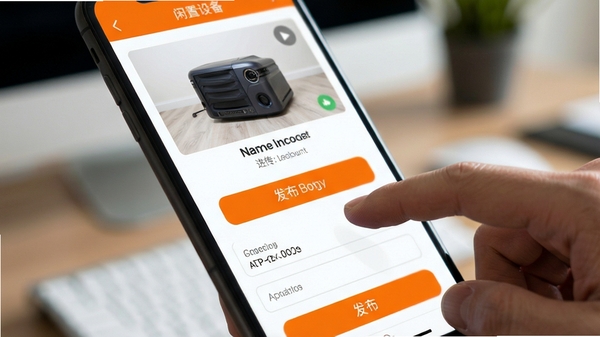 �����豸��APP����������д����ָ�����������ť����Ļ��չʾ�豸��Ƭ�ϴ�����Ϣ��д��������������������ť�Գ�ɫ������ʾ�������黯������