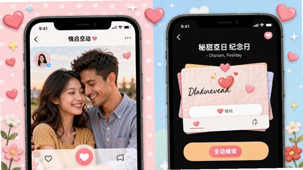 ����app���»������棬չʾ˫�˿ռ�������տ�Ƭ�༭ҳ�棬ɫ�����죬��׺�����뻨��Ԫ�أ����������޼�ķ�Χ��