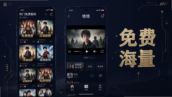 ����һ��չʾ������Ѿ糡�ֻ�APP����ĸ������ͼ�������������Ӱ�Ӿ�����ٲ��������岥�Ż��桢����UI���Ԫ�أ�����ɫ���������ͽ�ɫΪ����ͻ������ѡ����������ĺ������㣬�������ִ��Ҹ��пƼ��С�