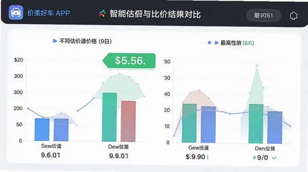 �����ó�APP���ܹ�����ȼ۽��ҳ�棬�ÿ��ӻ�ͼ��չʾ��ͬ�����ļ۸�Աȣ�����ɫ����Լ۱ȱ�ǩ��ɫ������ֱ�ۡ�