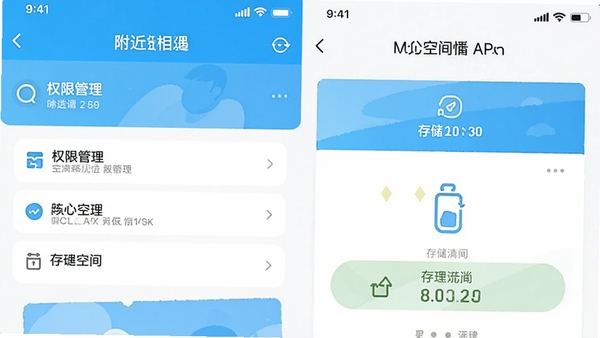 ��������APP����ҳ�棬չʾȨ�޹���ѡ��ʹ洢�ռ��������棬�ֻ���ͼ��������׶�