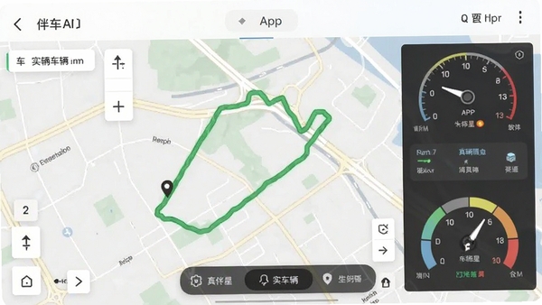 �鳵��APP�����ͼ����ʾʵʱ����λ�õ�ͼ����ɫ�켣�ߣ������Ǳ��̷��