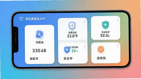 һ���ִ������ֻ���ĻչʾԴ˼���ܼ�APP���棬����Ϊ����ɫ��ͼ����Ƽ�࣬��ʾ�������١���ȫ�����Ⱥ��Ĺ��ܿ�Ƭ�����Ƽ���ʮ�㣬������Ⱦ