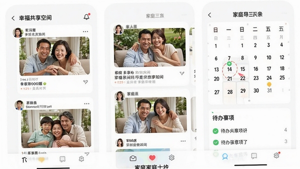 �Ҹ�һ����APP�ļ�ͥ�����ռ�����ͼ��������ͥ��Ա��������Ƭ�Ͷ�̬�����м�ͥ�����ʹ������UI����ִ���ɫ�����죬ͻ����Ϣ��������ģ�顣