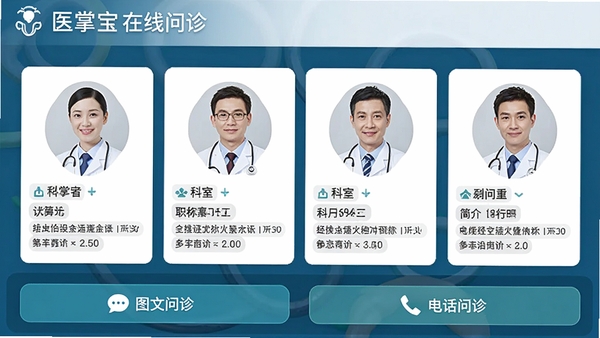 ҽ�Ʊ�����������棬չʾҽ���б�������ҽ��ͷ�񡢿��ҡ�ְ�ƺͼ�飬����ײ���ͼ������͵绰����İ�ť��������רҵ���š�