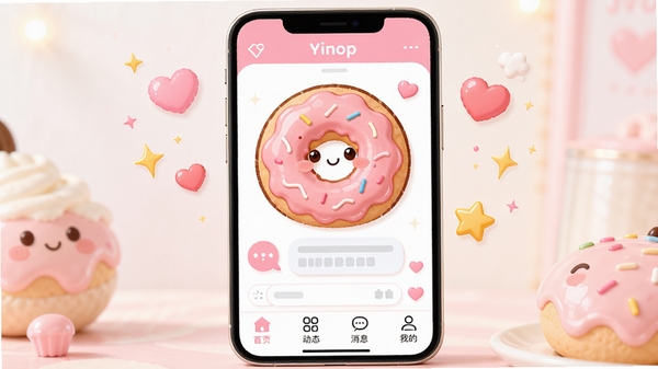 ����ȦAPP����չʾͼ�����¿ɰ���UI��ƣ���ɫ��Ϊ��ɫ���ɫ���ײ�������������ҳ����̬����Ϣ���ҵ��ĸ�����ģ�飬�ֻ���Ļ������ʾһ������Ȧ��״�Ŀ�ͨͷ��������������Χ�����Ű��ĺ�����ͼ����������������ܰ���ʺ��罻Ӧ������ͼ