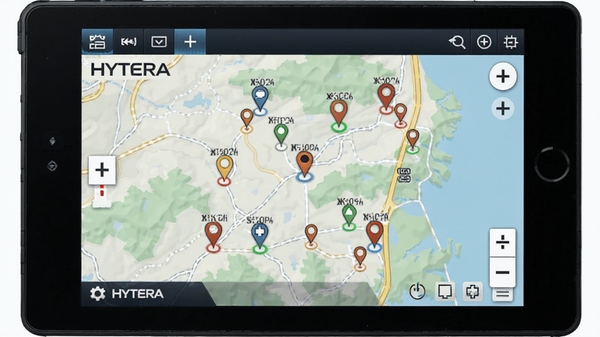Hytera Radio��ͼ��λ���棬��ʾ�����Աλ�ñ�ǣ���ͼ�����ţ���������ֱ��