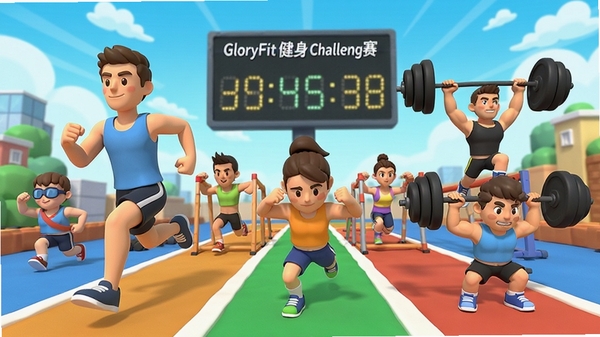 GloryFit������ս��3D��Ⱦ�����������ж����ͨ�������ڽ����ܲ������ص��˶����������涯��ʮ�㣬�����е��ӼƷְ壬ɫ�����޻��á�