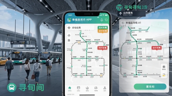 �Ҹ�Ѱ��APP���з�����棬��ʾһ��Ѱ���ع�����·ͼ������עʵʱ����λ�ã�����Ϊ�ִ����ĳ��н�ͨ��Ŧ��