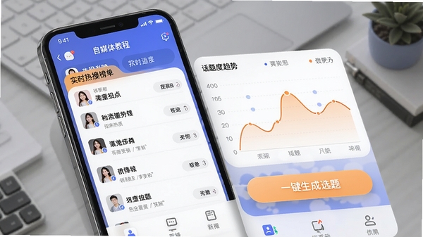 ��ý��̳�app�ȵ�׷�ٹ��ܽ��棬��ʾʵʱ���Ѱ񵥡������ȶ�����ͼ���Լ�һ������ѡ��İ�ť��