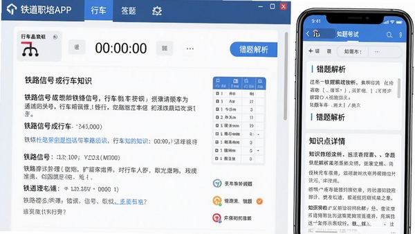 ����ְ��APP�ڲ�ģ�⿼�Խ��棬չʾһ�����ڽ����е��Ծ�����ĿΪ��·�źŻ��г�֪ʶ���������е���ʱ�ʹ��⿨���Ա��ֻ���ʾ���������֪ʶ������