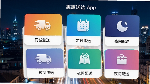 չʾ���ʹ�App�ڶ��ַ�������ѡ��Ľ��棬������ͬ�Ǽ��͡�������ʱ���͡�����ҹ�����͡��Ȳ�ɫͼ�꿨Ƭ������Ϊ����ҹ���������Ӿ�Ч�������ҹ��ܷ���������