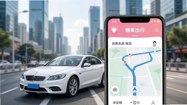 �ǹ�����APP����չʾ��һ���ɾ��İ�ɫ�γ��ڷ������нֵ�����ʻ��������ģ���ĸ�¥���ã���������������ͻ���ֻ�����·�ߺ͡��ǹ����С�Ʒ�Ʊ�ʶ��UI����ִ���࣬ɫ�����¡�