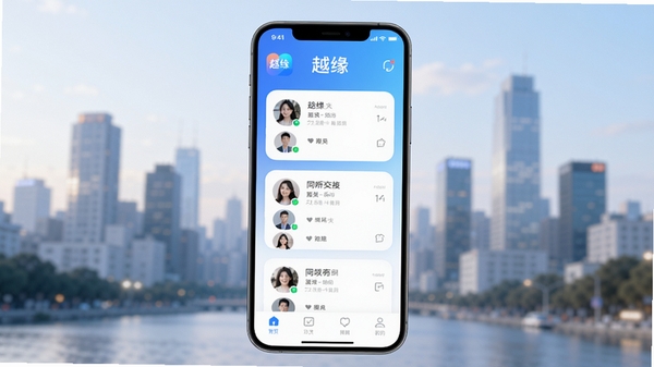 һ�������ִ��е��罻APP����չʾͼ�����������µ��ţ���ɫ��Ϊ���׽��䣬�ֻ���Ļ����չʾ��һЩ�û���Ƭ��������ģ���ĳ��з羰������ͬ�ǽ��Ѹ������ɾ�������ͻ����ԽԵ��APP��logo���Ƽ�������ܰ�в��档