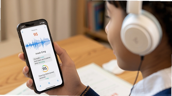 һ��ѧ�����Ŷ��������ֻ�ʹ�ó���Ӣ��ͬ��APP���п����������Ļ��ʾ�� waveforms ��һ��Ӣ�ĵ����ֽ��������Ϊ95�֣�����������������ԣ��������ѧϰ������