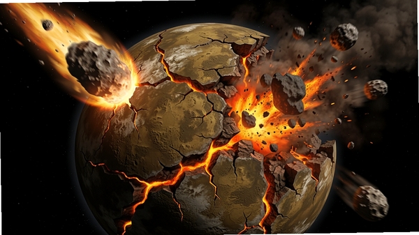 �������ģ����3�����ƻ�Ч��ͼ��һ������ɫ������ʯײ���������־޴��Ѻۣ��ڲ�������ӿ�������������𲽽��壬����ϸ�ڷḻ��
