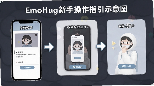 EmoHug���ֲ���ָ��ʾ��ͼ���ֻ���Ļչʾ��װ������Ȩ�޿������裬������˵Ľ̷̳��