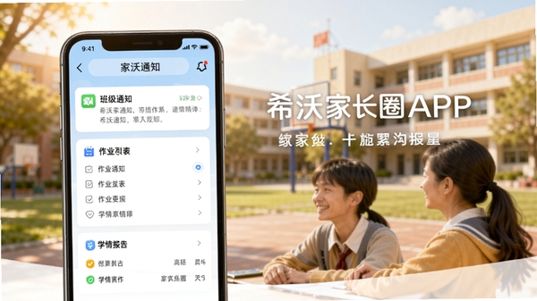 ϣ�ּҳ�ȦAPP�ٷ�����ͼ��չʾ�ֻ��˼�У��ͨ���棬�����༶֪ͨ����ҵ�б���ѧ�鱨���ģ�飬����Ϊ��ů������У԰������ͻ��ϣ�ּҳ�ȦƷ�Ʊ�ʶ�����������¼��