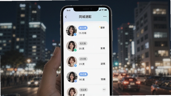 ����һ���Ľ���appͬ��������棬�ֻ���Ļ��ʾ�����û�ͷ���б��;����ǩ������Ϊ����ҹ�����������������ͻ���罻��Χ