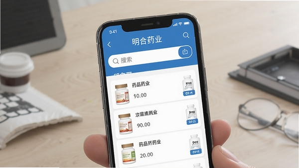 ����ҩҵAppҩƷ�������棬�ֻ���ĻչʾҩƷ�б�����������ɫ����ɫ�������������