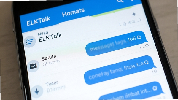 ELKTalk即时通讯软件界面展示,简洁聊天列表与消息气泡,蓝色主色调,现代扁平化设计风格,手机屏幕特写