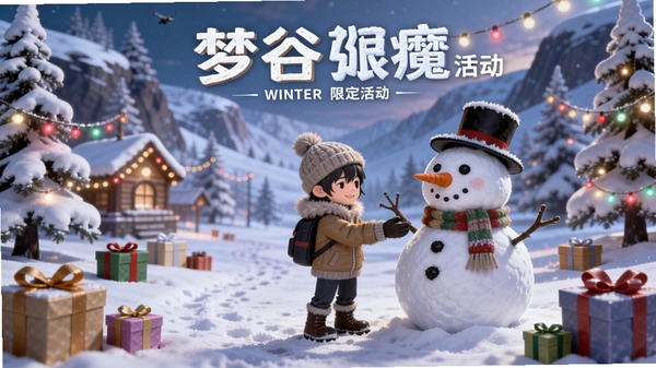 �ι���Ϸ�����޶��������ɽ�ȱ���ѩ���ǣ���ҽ�ɫ���Ŷ�װ��ѩ�˻�������Χ�н��ղʵƺ�����У���ܰ������Χ