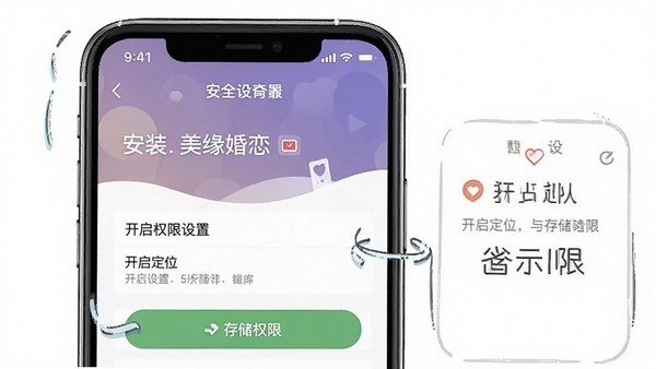 ��Ե����APP��װȨ�����ý��棬�ֻ���ȫ����ҳ�棬������λ��洢Ȩ��ʾ��ͼ