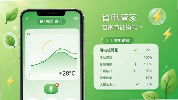 ���ܿյ�ң�عܼҽ���ģʽ���棬�ֻ���Ļ��ʾ�¶�����ͼ���õ���������������ɫ�������⣬����Ҷ������ͼ���׺�������������£�ͻ��ʡ�绷������