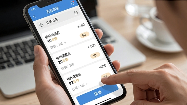 �������̼Ұ涩���������棬�ֻ���Ļ����ʾ����������������̼����ڵ���ӵ���ť��������ʵ