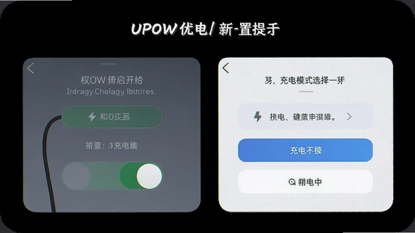 UPOW�ŵ����������������棬չʾȨ�޿�������ģʽѡ���裬AI��ͼ��ʾ�ʣ��ֻ�Ӧ�������򵼽��棬����񣬰������ذ�ť��˵������