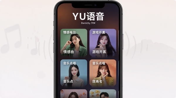 YU�������������������չʾ���ֻ���Ļ����ʾ����������俨Ƭ��������е�̨����Ϸ���ڡ����ֵ㳪�ȷ����ǩ������Ϊ��ܰ����ɫ���䣬ͻ��ʵʱ�����罻��Χ����������YU������Ŀ��ʾ�ڶ���