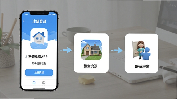 �ٲ��ҷ�APP����ʹ�ý̳�ʾ��ͼ���ֻ�����չʾ��ע���¼��������Դ�ٵ���ϵ�������������̣�ͼ����������ɫ���£��ʺ������Ķ�