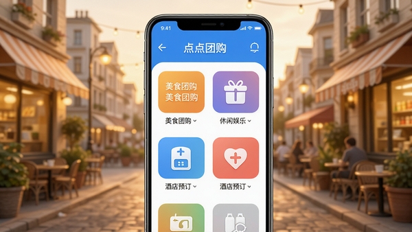 ����Ź�APP������չʾ���ֻ���Ļ�г�����ʳ�Ź����������֡��Ƶ�Ԥ���ȷ���ͼ�꣬����Ϊ��ܰ�ĳ��������������������������ͻ��ʡǮ��ݵ��Ź�����