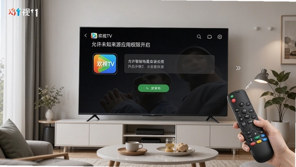����TV�����ܵ����ϵİ�װ���ý��棬չʾ����δ֪��ԴӦ��Ȩ�޿������裬ң��������ʾ�⣬�������Ӵ�������������TV����ͼ��ɼ�