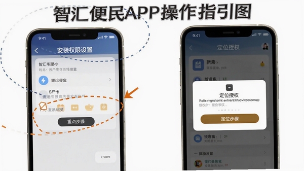 �ǻ����APP����ָ��ͼ��չʾ�ֻ���װȨ�����ý���Ͷ�λ��Ȩ��������ע�ص㲽�裬�������ֱ��