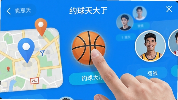 Լ������APP���������ͼ��չʾԼ�����ɸѡ���ܣ���ָ�������ͼ�꣬��Χ�е�ͼ��λ��Ǻ�����ͷ�������˶������ɫ