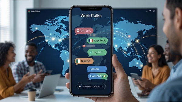 WorldTalks��������չʾȫ�����ƥ����ʵʱ���빦�ܣ��ֻ���Ļ����ʾ������ԶԻ����ݣ�����Ϊ�����ͼ�������ߣ��Ƽ������罻��Χ���