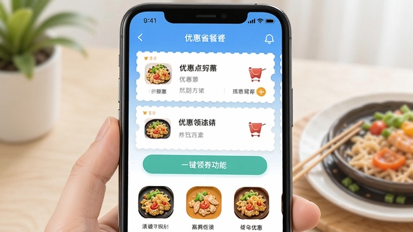 ��������Ż�ʡǮ��������չʾһ����ȯ���ܣ��ֻ���Ļ��ʾ�Ż�ȯ�б���������ʳͼ�꣬�������·��