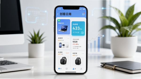 ���������̳�APP��ҳչʾͼ����������Ϊ�ֻ���Ļ����Ļ����ʾ���������̳ǽ��棬������Ʒ�Ƽ���Ӷ�����ݿ�Ƭ������Ϊ���İ칫��������ֲ���������������£����пƼ�������ҵ��Ϣ