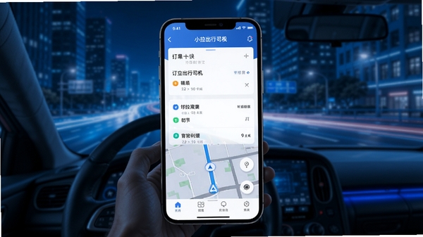 С������˾����APP����չʾ���ֻ���Ļ����ʾ�����б��͵�����ͼ������Ϊ���е�·���Ƽ�����ɫ��