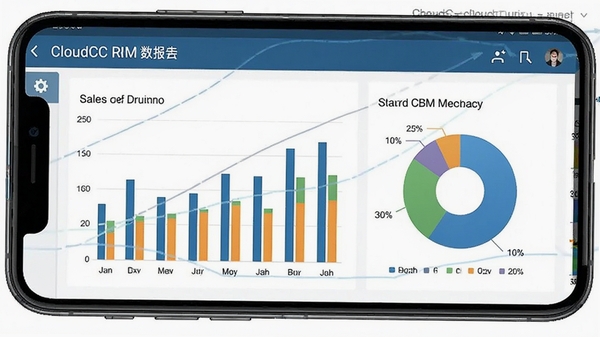 CloudCC CRM���ݱ���ҳ�棬��״ͼ�ͱ�ͼչʾ����ҵ�����ֻ���Ļ��ʾ��רҵ���ݷ������