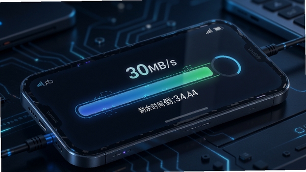 �ֻ�i��¡���ٴ�����������棬��ʾ�����ٶ�30MB/s��ʣ��ʱ�䵹��ʱ���Ƽ���ʮ��