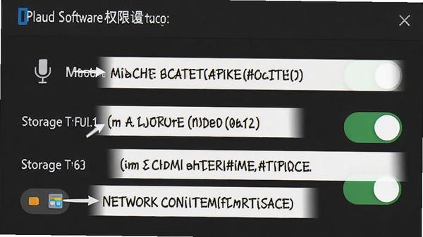 Plaud����Ȩ�����ý����ͼ����ʾ��˷硢�洢������Ȩ�޿��أ��������ֱ�ע˵��