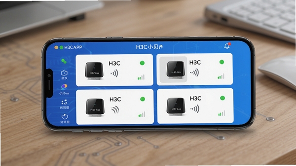 H3CС��APP���豸��������չʾ���ֻ���Ļ�������г���̨H3CС������AP�豸��������ɫ����״̬��ʶ���ź�ǿ��ͼ�꣬�������ִ�����ɫ��ɫ�����Ƽ���ʮ��