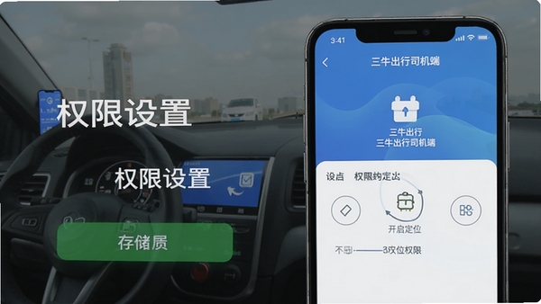 ��ţ����˾����APP��װ�̳�ʾ��ͼ��չʾ�ֻ������п�����λ�ʹ洢Ȩ�޵Ĳ��裬����Ϊ�ֻ��������棬ͻ����Ȩ�����á��͡���ţ����˾���ˡ�