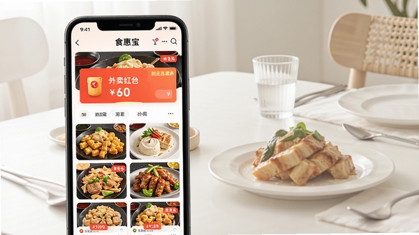 ʳ�ݱ�APP��ҳչʾ��������뵽���Ż�ȯ�Ľ����ͼ���ֻ���Ļ����ʾ������ʳͼƬ���ۿ۱�ǩ������Ϊ�ɾ������Ĳ�������