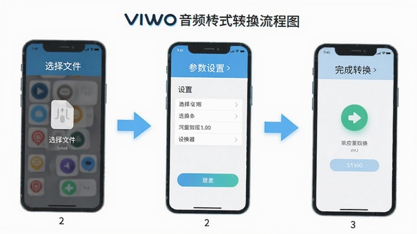 Viwoo��Ƶ��ʽת�������ֻ��ϵĲ�������ͼ��չʾ��ѡ���ļ������������ٵ����ת�����������棬���м�ͷ������������������