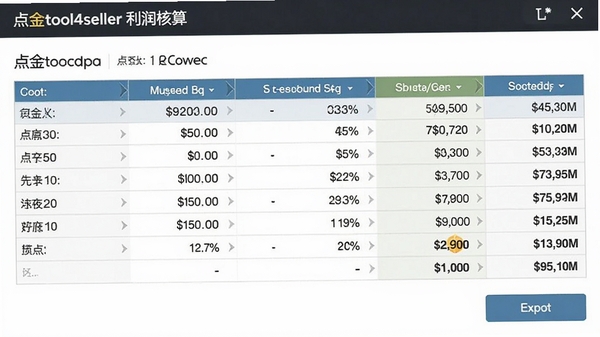 ���tool4seller������������棬��ʾ���гɱ����뾻������ܣ��е�����ť
