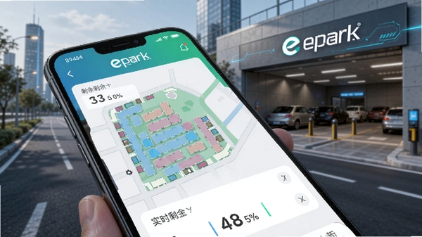 epark�ǻ�ͣ��APP����չʾ���ֻ���Ļ��ʾʵʱ��λ��ͼ��ʣ�೵λ���֣�����Ϊ���е�·��ͣ������ڣ������Ƽ��У�ͻ��eparkƷ�Ʊ�ʶ