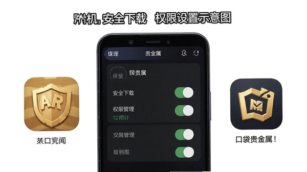 �ڴ������APP���ֻ��ϵİ�װ��Ȩ������ʾ��ͼ������չʾ��׿ϵͳȨ�޿��ؽ�����APPͼ�꣬����Ϊ�ֻ������̷̳��ͻ����ȫ������Ȩ�޹���